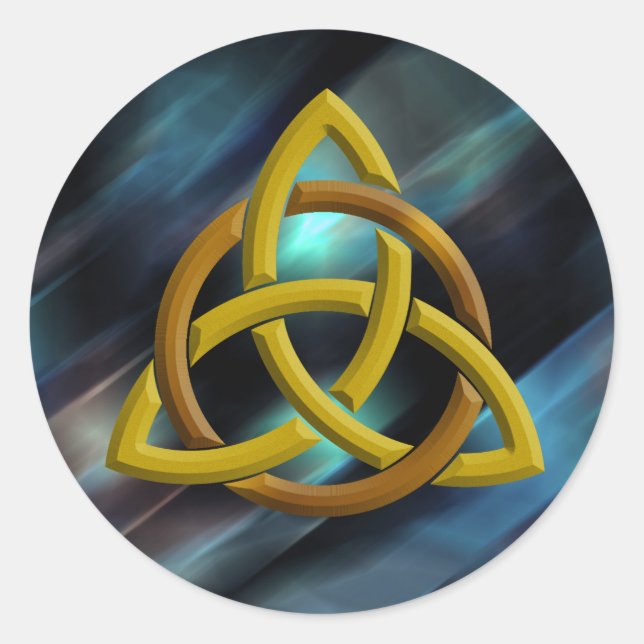 Pegatina Redonda Trinity Knot Purpurina Metalizado azul celta (Anverso)