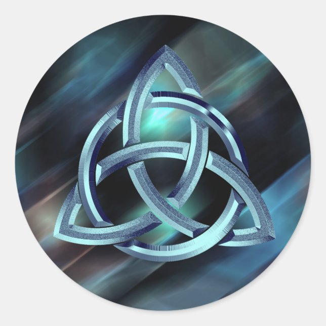 Pegatina Redonda Trinity Knot Purpurina Metalizado azul celta (Anverso)