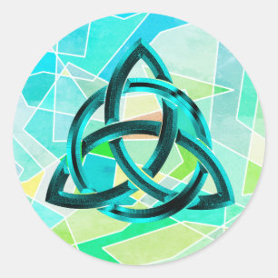 Pegatina Redonda Trinity Knot Purpurina Metalizado geométrico celta