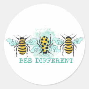 Pegatina Redonda Trío de abejas bumble diferente