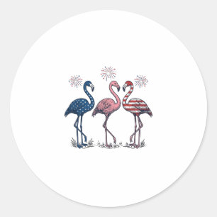 Pegatina Redonda Trío de Flamencos Patrióticos Diseño de Grabado Vi