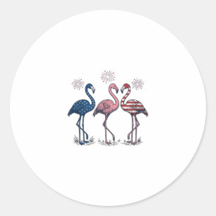 Pegatina Redonda Trío de Flamencos Patrióticos Diseño de Grabado Vi