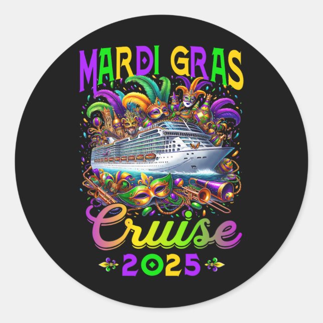 Pegatina Redonda Trip New Orleans Famil de Mardi Gras Cruise Crew 2 (Anverso)