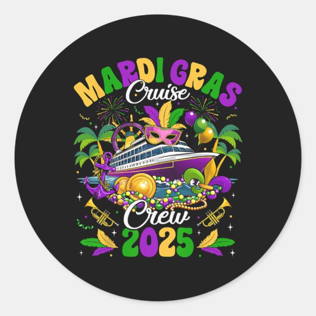 Pegatina Redonda Trip New Orleans Famil de Mardi Gras Cruise Crew 2 (Anverso)