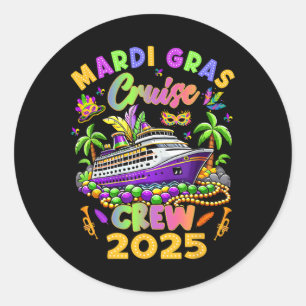 Pegatina Redonda Trip New Orleans Famil de Mardi Gras Cruise Crew 2
