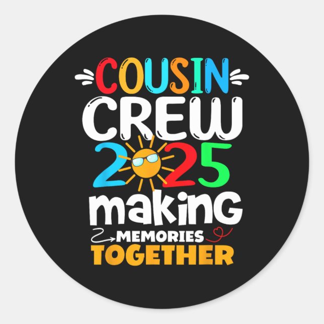 Pegatina Redonda Tripa divertida de la familia Cousin Crew 2025 hac (Anverso)