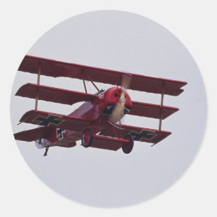 Pegatina Redonda Triplano Fokker DR1