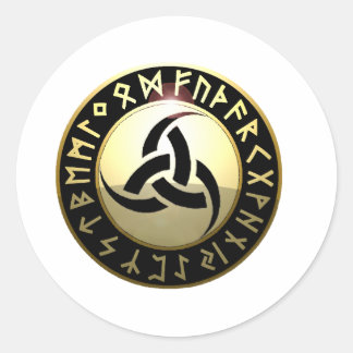 Pegatina Redonda Triple Cuerno de Odin