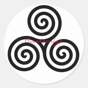 Pegatina Redonda Triple espiral negra Thunder_Cove