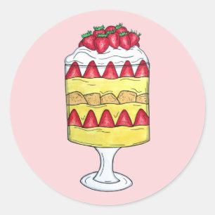 Pegatina Redonda Triple inglesa Fruit Custard Postre comida británi