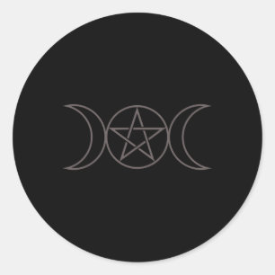 Pegatina Redonda Triple luna Pentagram Wicca Pagan Diosa Bruja