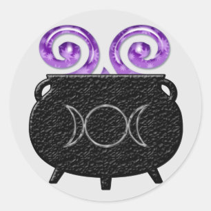 Pegatina Redonda Triple Moon Witch Brew Cauldron Pegatinas