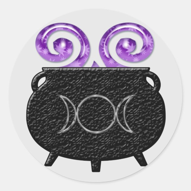 Pegatina Redonda Triple Moon Witch Brew Cauldron Pegatinas (Anverso)