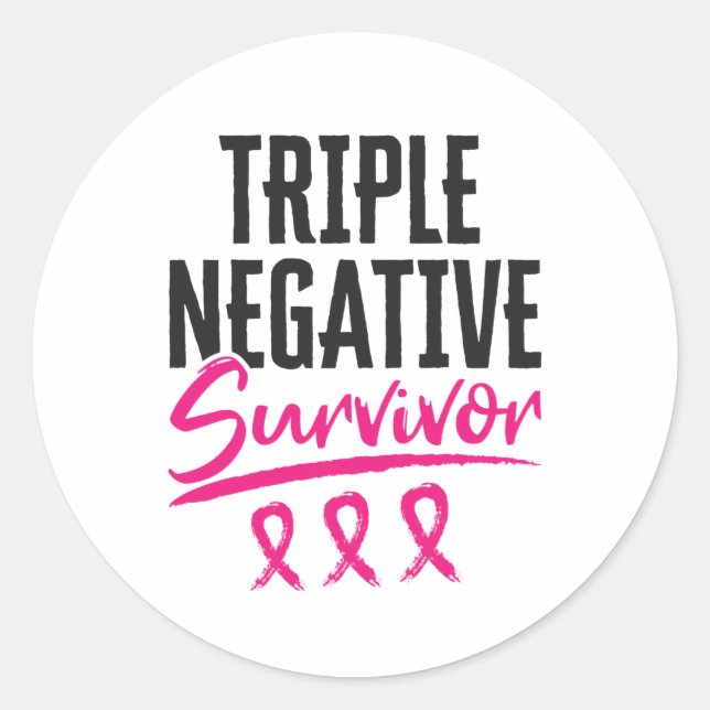 Pegatina Redonda Triple sobreviviente negativo TNBC Cáncer de Mama (Anverso)