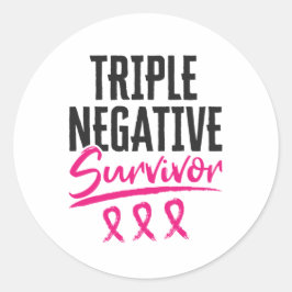 Pegatina Redonda Triple sobreviviente negativo TNBC Cáncer de Mama