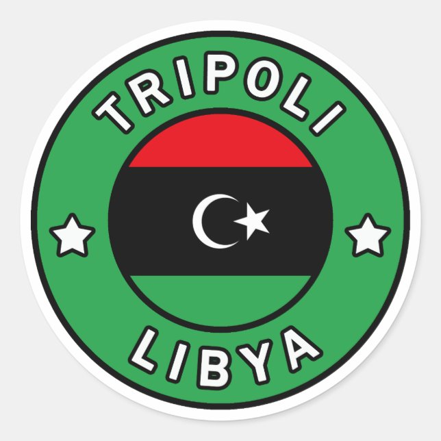 Pegatina Redonda Trípoli Libia (Anverso)