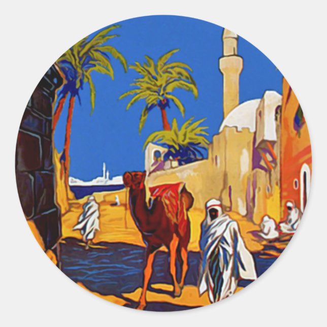 Pegatina Redonda Trípoli - Libia (Anverso)