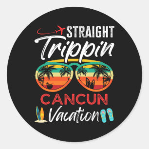Pegatina Redonda Trippin directo Cancún México Parejas Familia Vaca