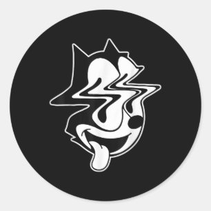 Pegatina Redonda Trippy Felix Cat Blackwork