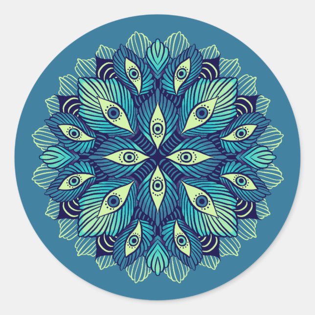 Pegatina Redonda Trippy Psicodélico Ojos Floral Surreal Arte (Anverso)