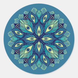 Pegatina Redonda Trippy Psicodélico Ojos Floral Surreal Arte