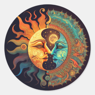 Pegatina Redonda Trippy Sun&Moon