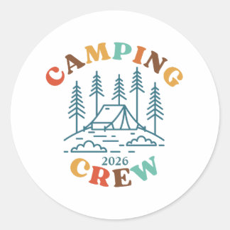 Pegatina Redonda Tripulación de Camping Personalizada
