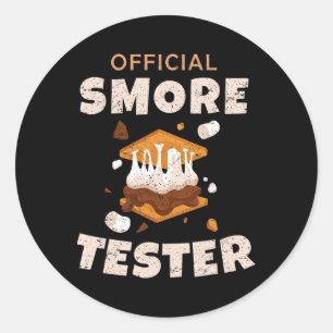 Pegatina Redonda Tripulación de Camping Probador Oficial de Smores