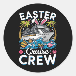 Pegatina Redonda Tripulación de crucero de Pascua 2025 Día de Pascu