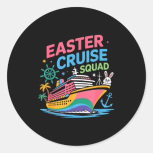 Pegatina Redonda Tripulación de crucero de Pascua 2026 Grupo famili