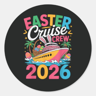 Pegatina Redonda Tripulación de crucero de Pascua 2026 vacaciones f