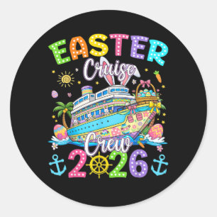 Pegatina Redonda Tripulación de crucero de Pascua 2026 Vacaciones f