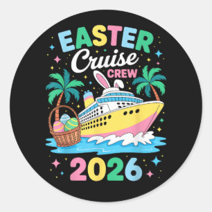 Pegatina Redonda Tripulación de crucero de Pascua 2026 Vacaciones f