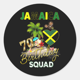 Pegatina Redonda Tripulación de cumpleaños número 70 de Jamaica Via