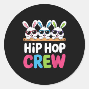 Pegatina Redonda Tripulación de Hip Hop divertido conejo de Pascua
