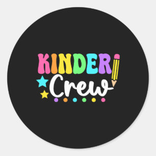 Pegatina Redonda Tripulación de Kinder Jardín de Infancia De vuelta