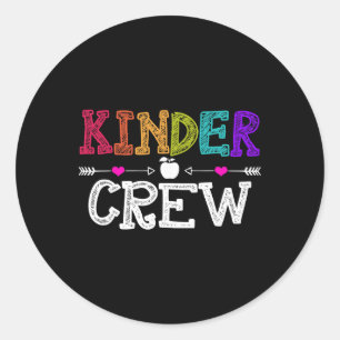 Pegatina Redonda Tripulación de Kinder Maestra de jardín de niños d