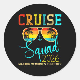 Pegatina Redonda Tripulación de la escuadra Crucero 2026 Vacaciones