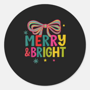 Pegatina Redonda Tripulación De Navidad Alegre Y Brillante 2025 Fam