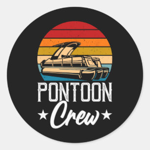 Pegatina Redonda Tripulación de Pontón Retro Hombres Funny Capitán 