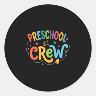 Pegatina Redonda tripulación de preescolar de vuelta al colegio esc