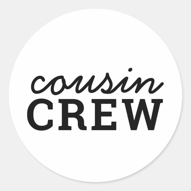 Pegatina Redonda Tripulación de primos | Familia de coincidencias d (Anverso)