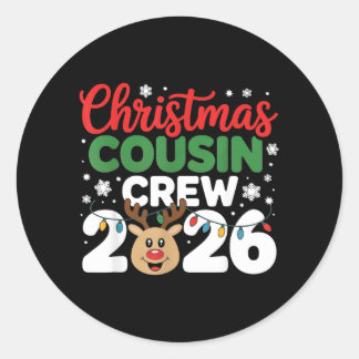 Pegatina Redonda Tripulación de primos Navidad 2026 Navidad Familia