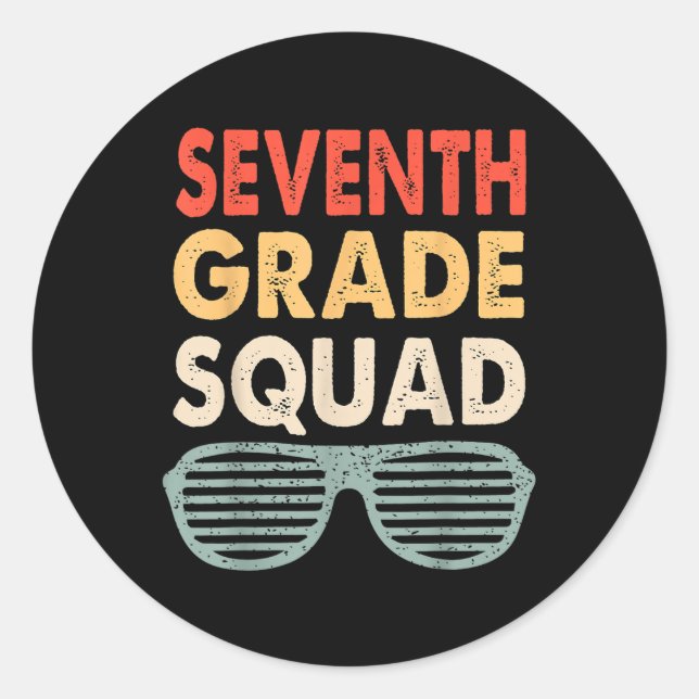 Pegatina Redonda Tripulación De Squad De Séptimo Grado Regresa A La (Anverso)