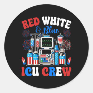 Pegatina Redonda Tripulación de UCI Rojo Blanco Azul Fuegos Artific