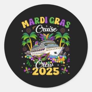 Pegatina Redonda Tripulación del crucero Mardi Gras 2025 Nueva Orle