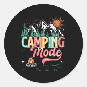 Pegatina Redonda Tripulación Retro de Camping Familiar Est 2025 Cam