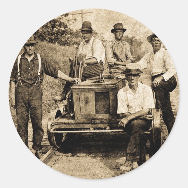 Pegatina Redonda Tripulación vitícola alrededor de los años 1890-19 (Anverso)