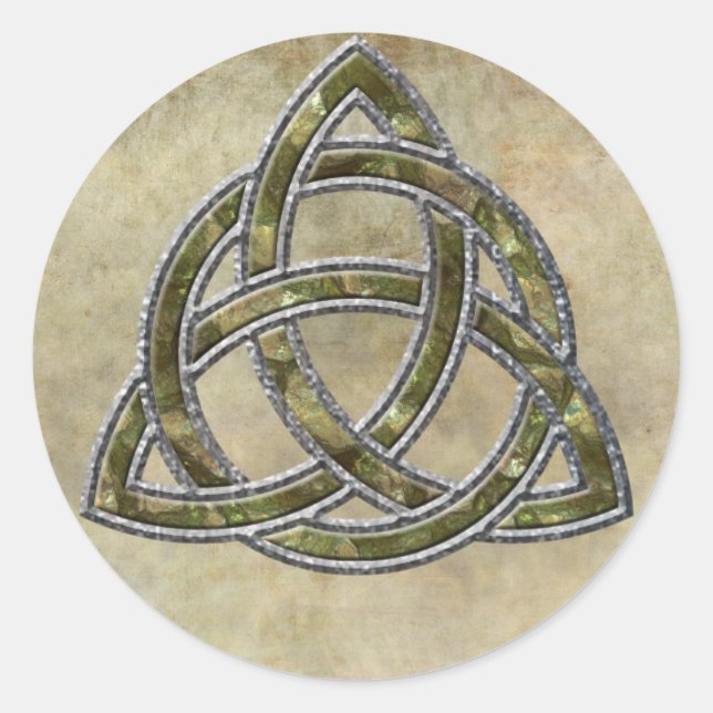 Pegatina Redonda Triquetra Natural (Anverso)