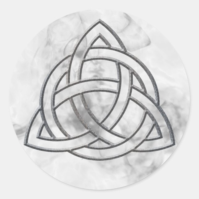 Pegatina Redonda Triquetra Silver Bevel (Anverso)